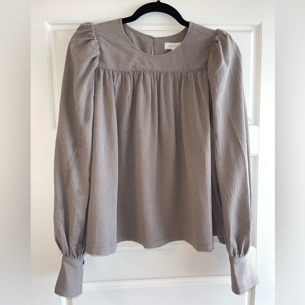 Treasure & Bond Brown Puff Sleeve Top Size Medium NWOT